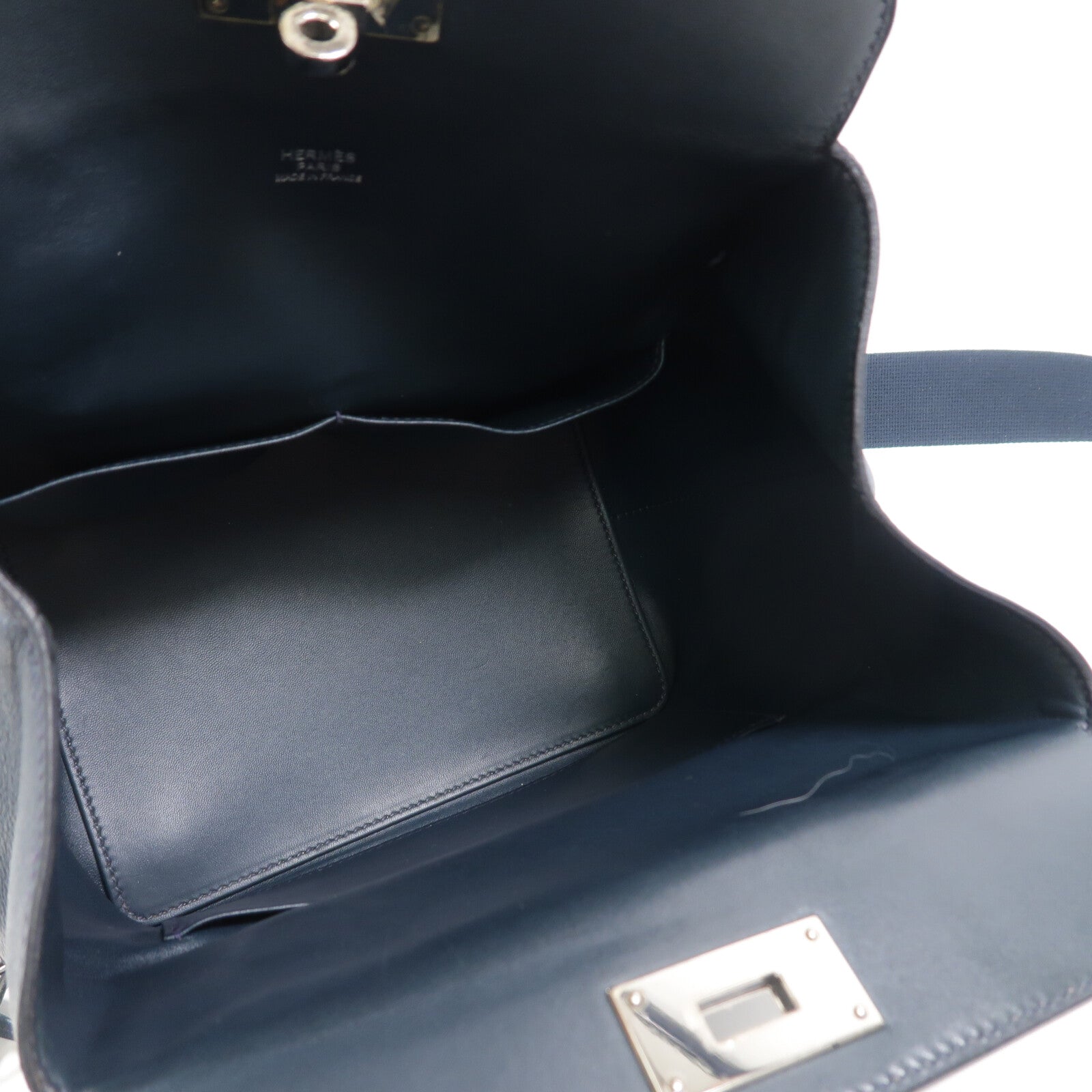 HERMES Evercolor皮革Toolbox 20手挽肩背兩用袋Bleu Ocean