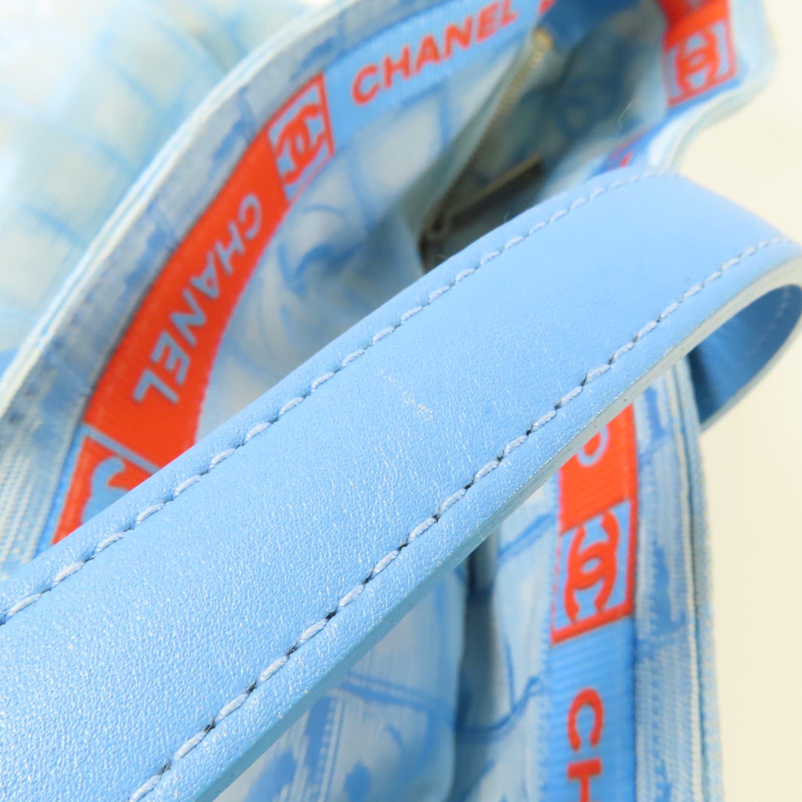 CHANEL CC SHW New Travel Line Tote Bag Nylon Blue