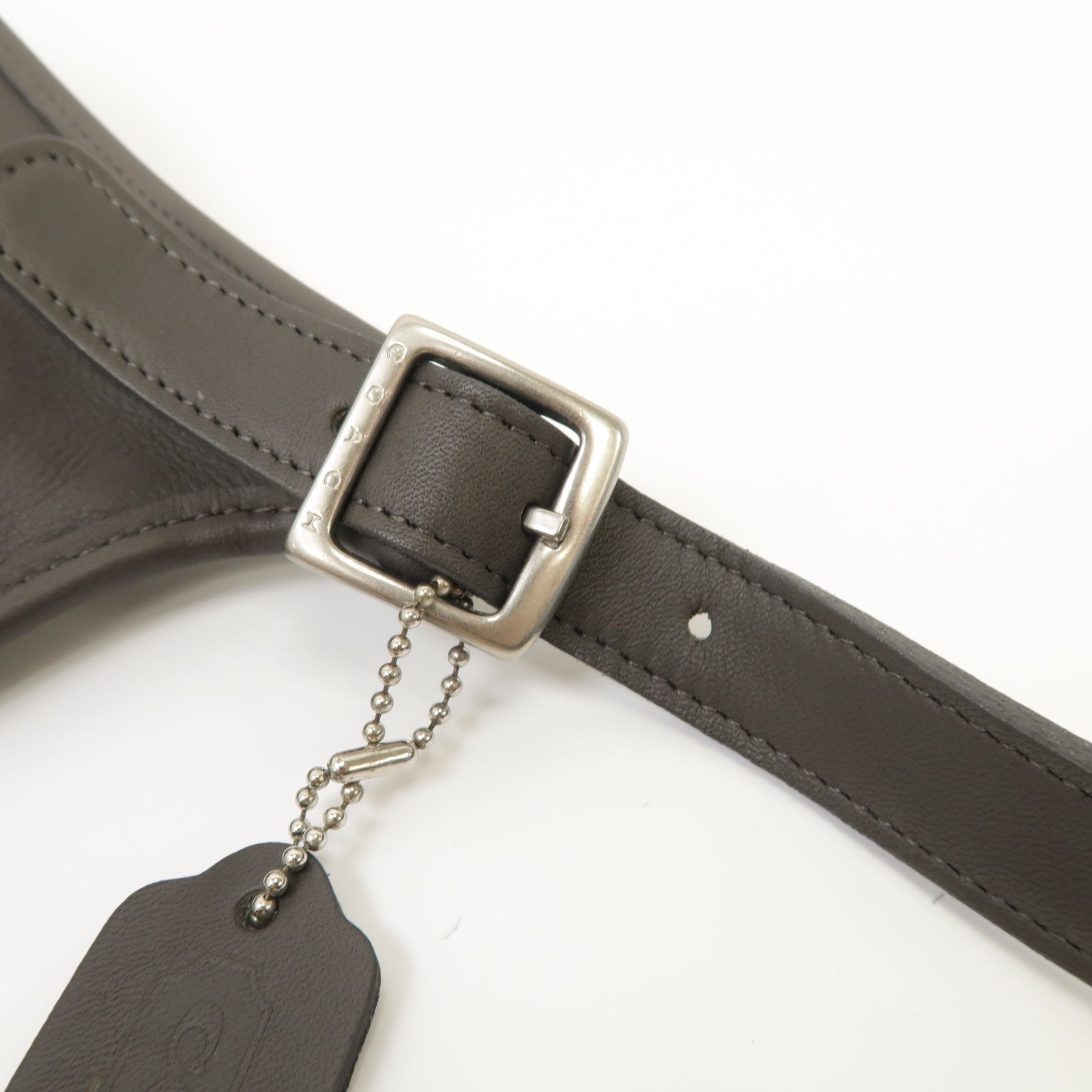 COACH 牛皮皮革Shoulder Bag銀扣肩背袋灰色