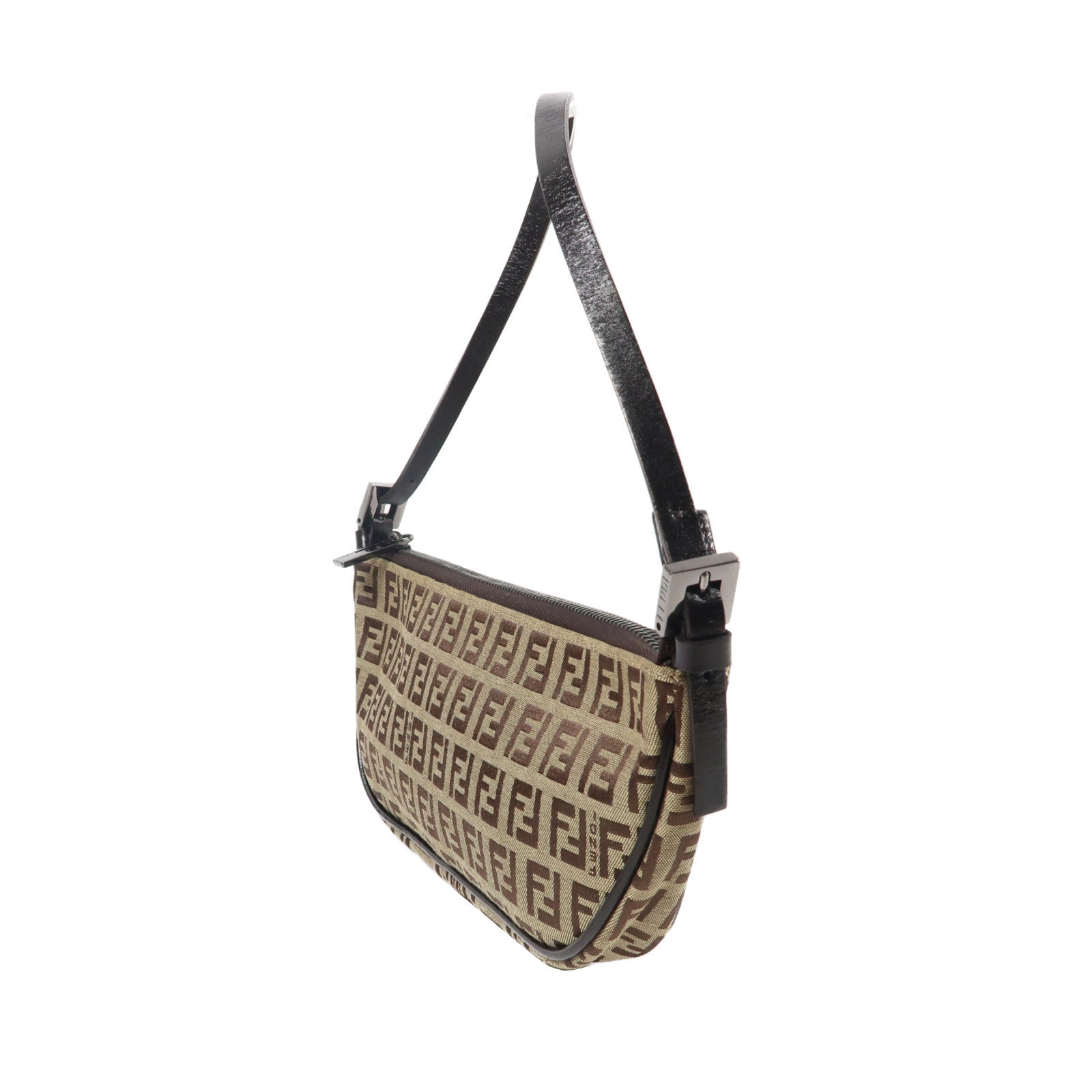 FENDI 帆布Shoulder Bag銀扣肩背袋啡色
