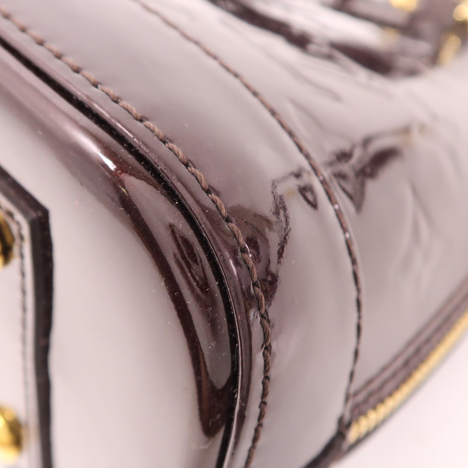 LOUIS VUITTON LV GHW Alma BB 2 Way Shoulder Handbag M91678 Vernis Burgundy