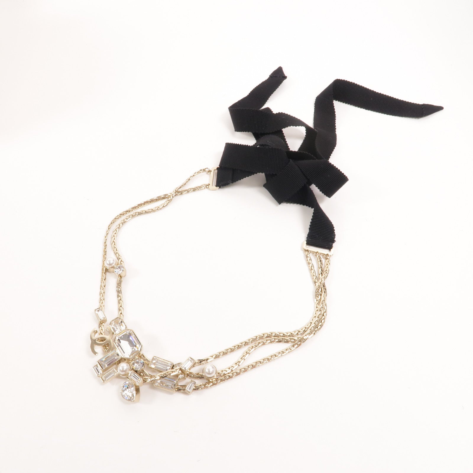 CHANEL 金屬/PVC Coco Mark Ribbon Choker項鍊