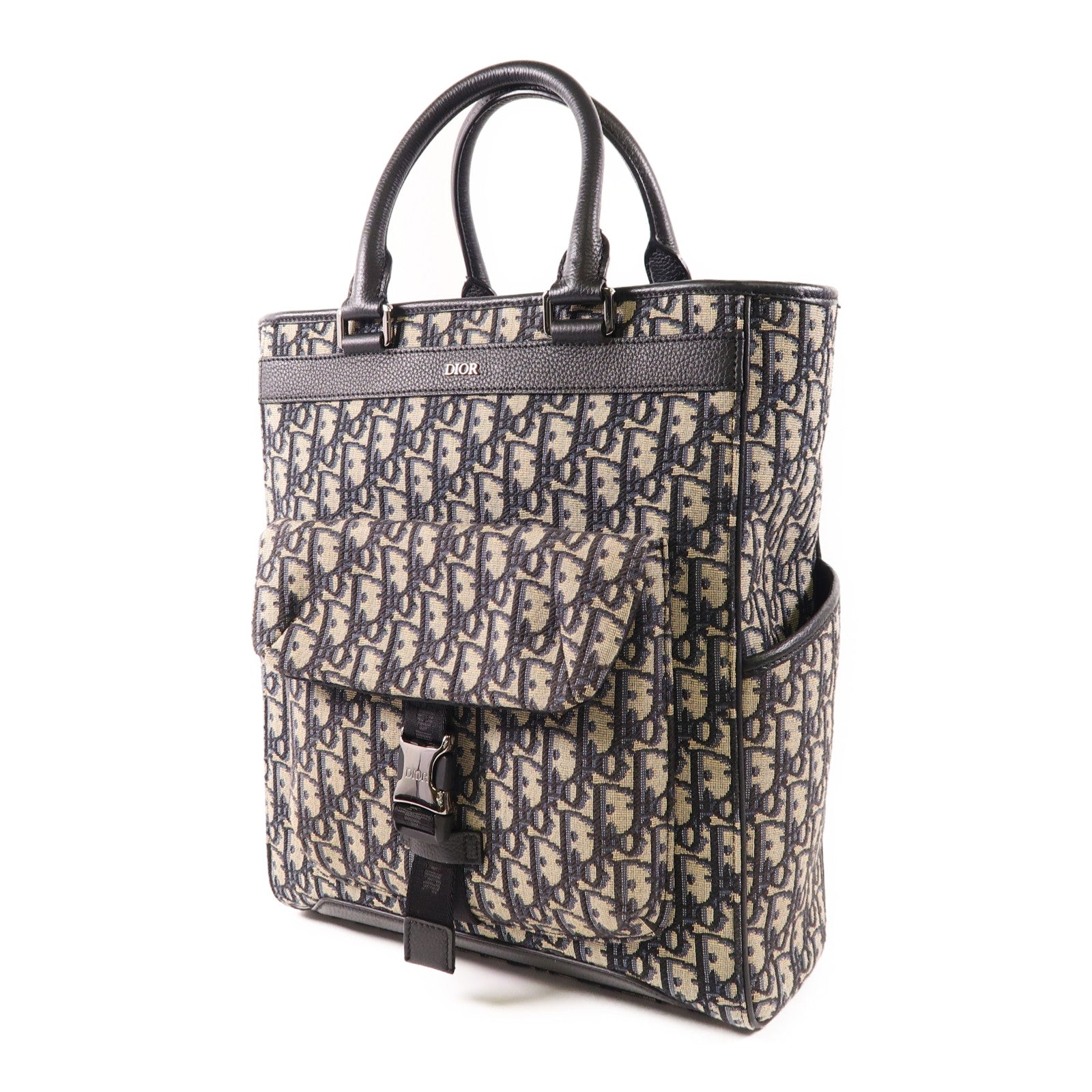 Dior 帆布Saddle 2 Way Bag銀扣手挽肩背兩用袋