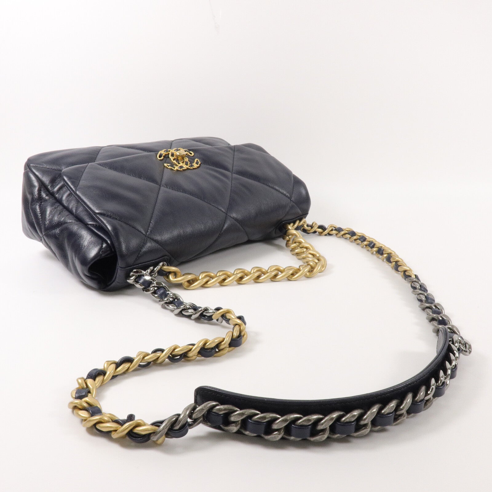 CHANEL 羊皮皮革Chanel 19鏈帶手挽肩背兩用袋