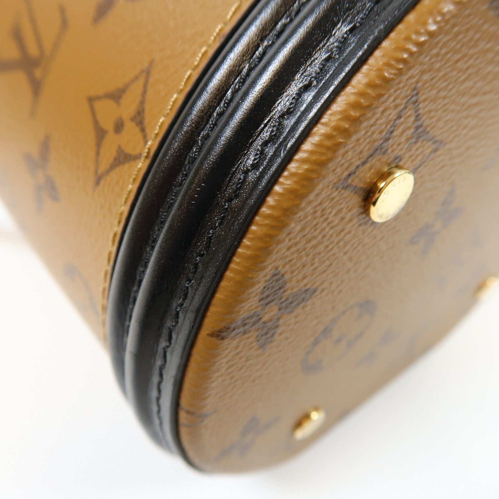 LOUIS VUITTON Monogram Reverse Cannes金扣手挽肩背兩用袋棕色