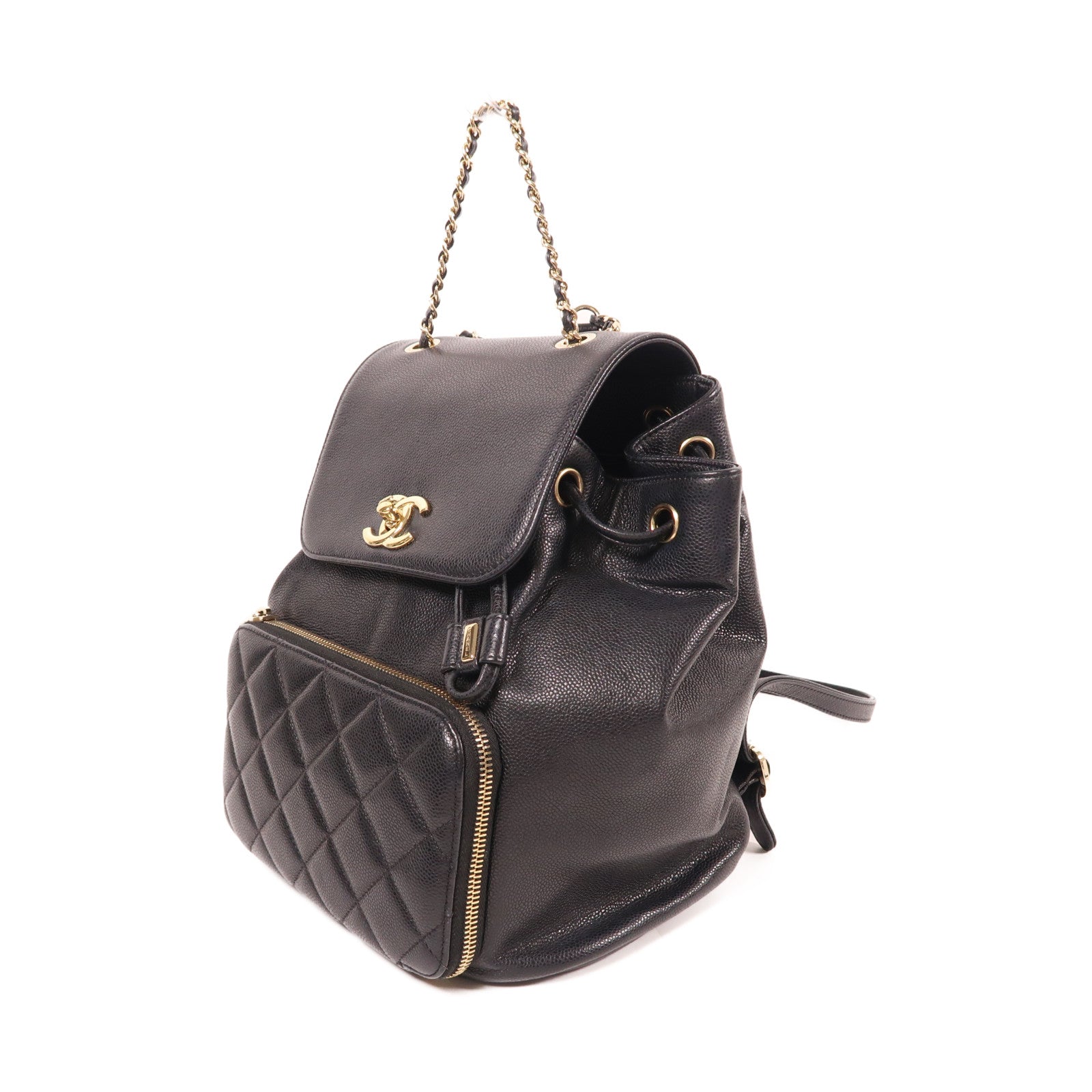 CHANEL 牛皮皮革Backpack金扣背包