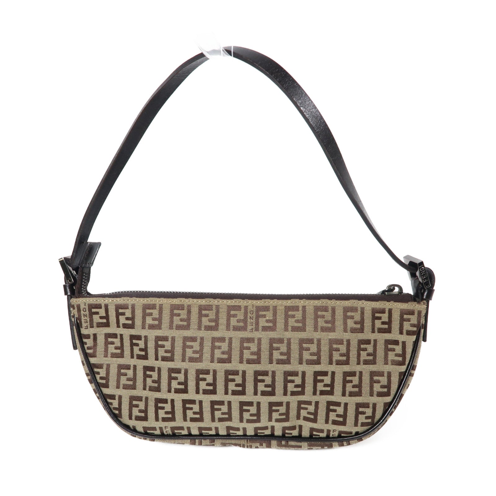 FENDI 帆布Shoulder Bag銀扣肩背袋啡色
