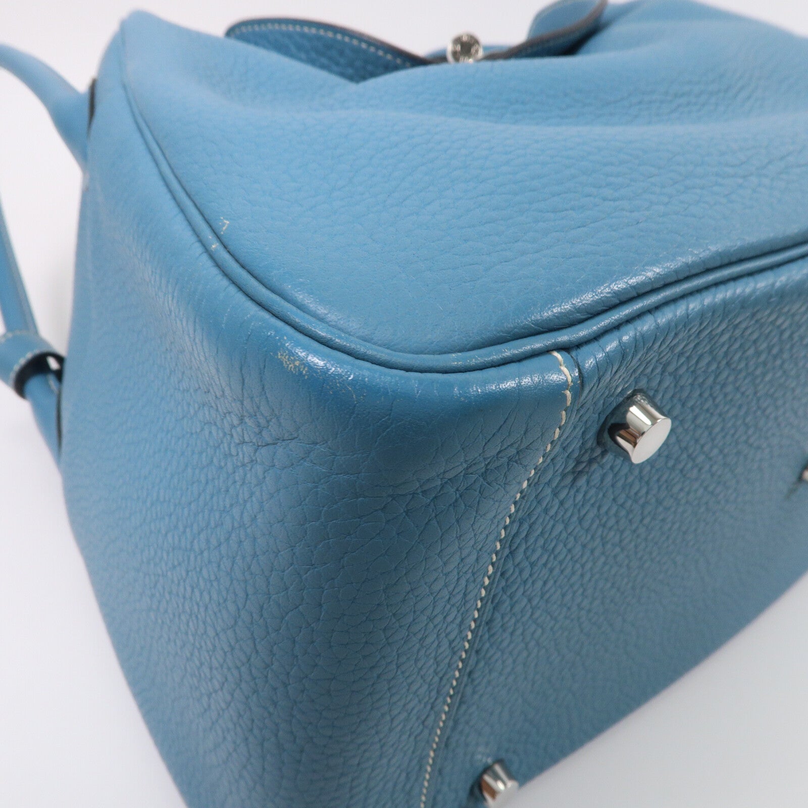 HERMES Clemence皮革Lindy 34手挽肩背兩用袋Bleu Jean