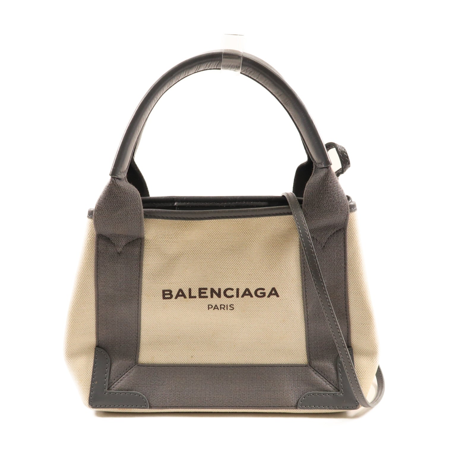 BALENCIAGA 帆布Cabas XS銀扣手挽肩背兩用袋