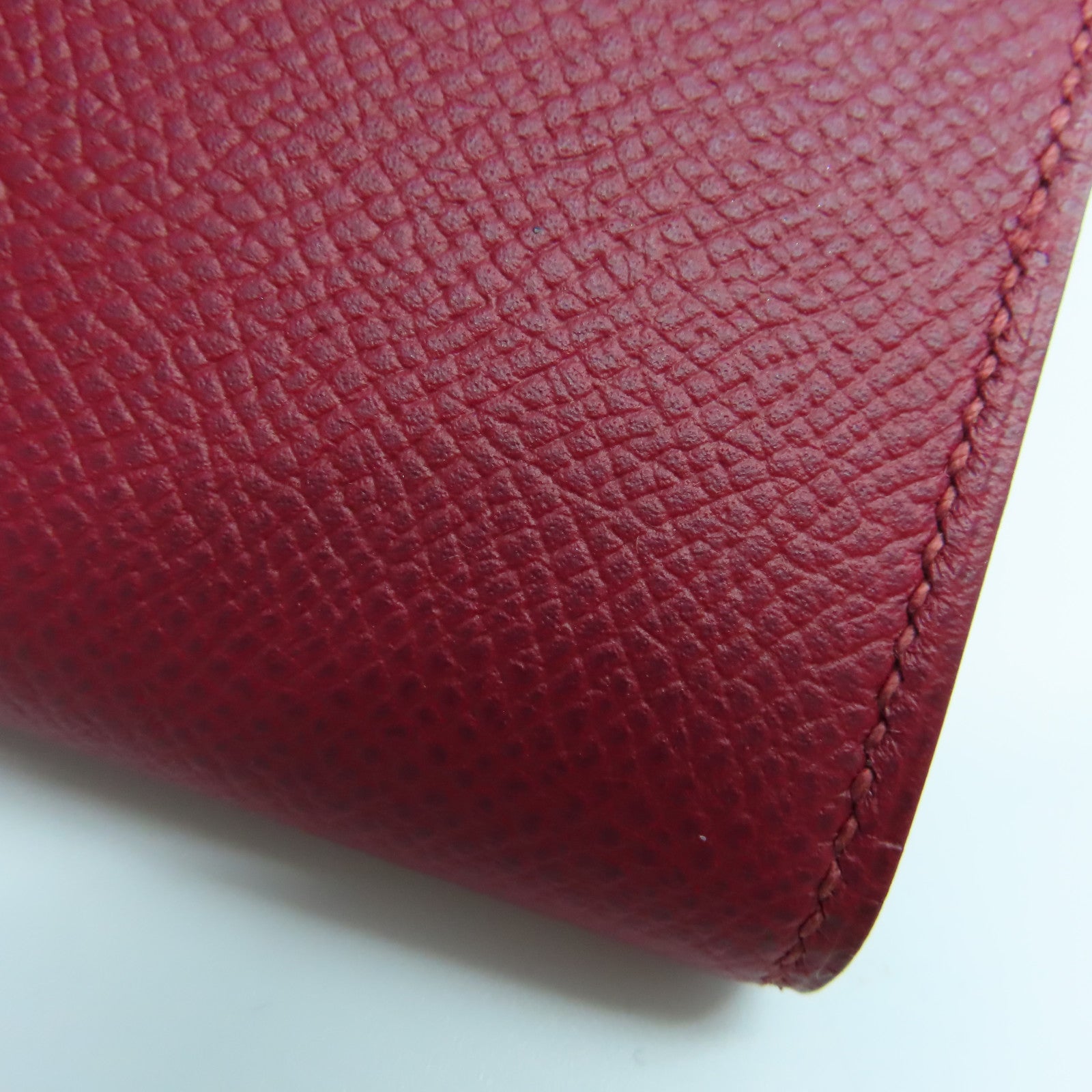 HERMES 【清倉大減價】Epsom皮革Bearn bi-fold銀扣長錢包Rouge紅色
