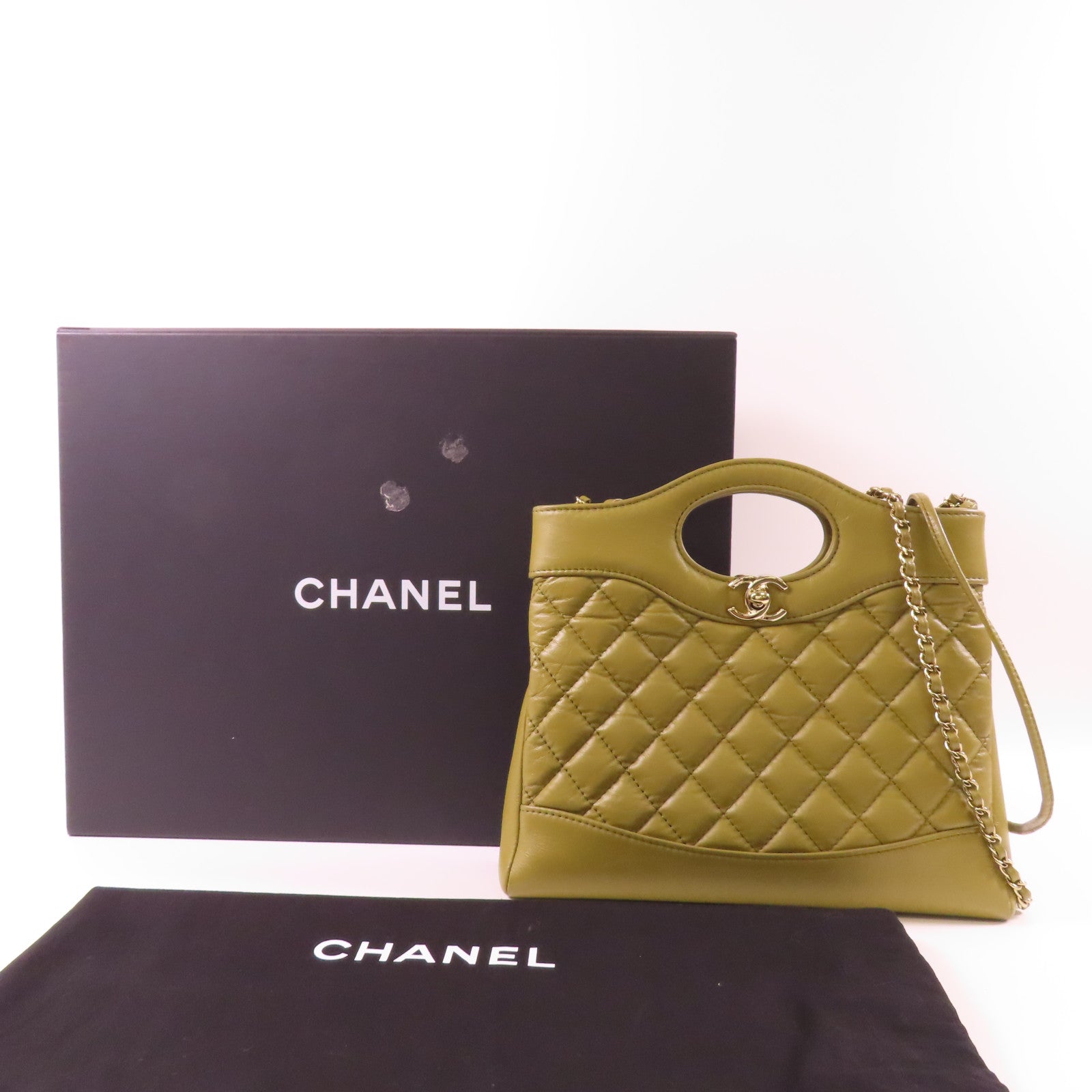 CHANEL 牛皮皮革C31 Small金扣鏈帶肩背袋