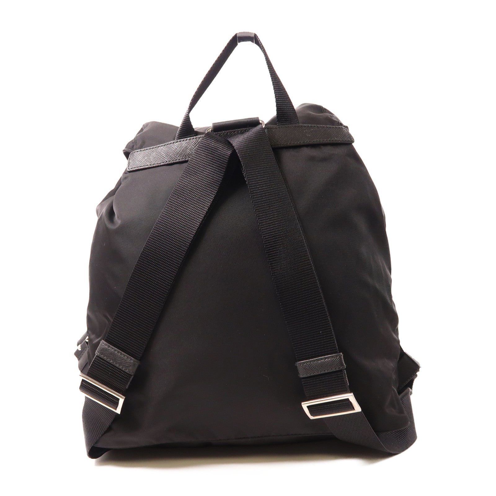 PRADA 尼龍Rucksack銀扣背包黑色