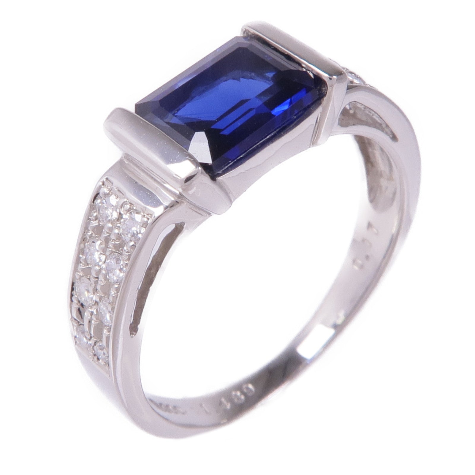 JEWELRY 【激減優惠】PT900鉑金Sapphire Diamond Ring藍寶石/鑽石戒指US#6
