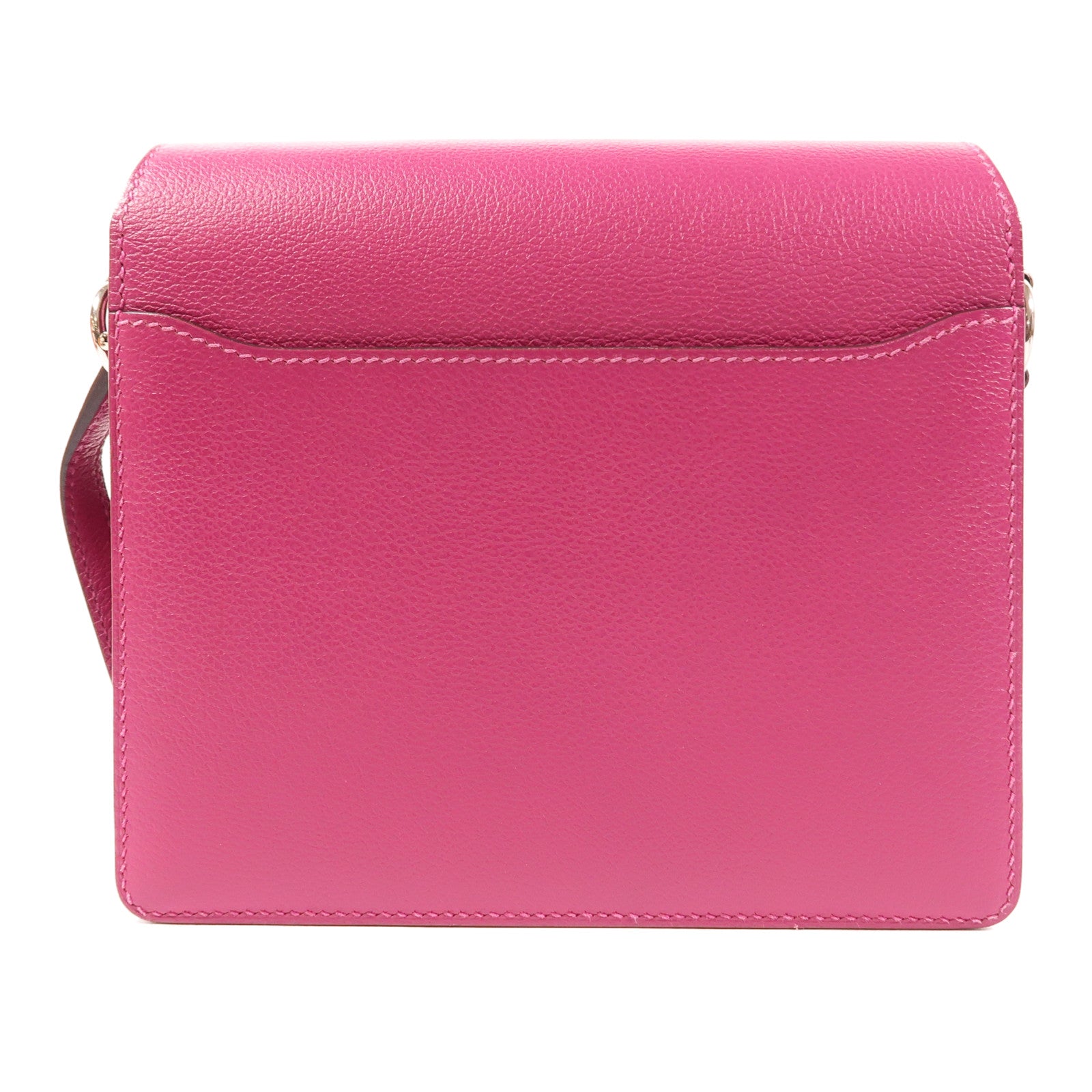 HERMES Evercolor皮革Roulis Mini銀扣肩背袋Rose Pourpre