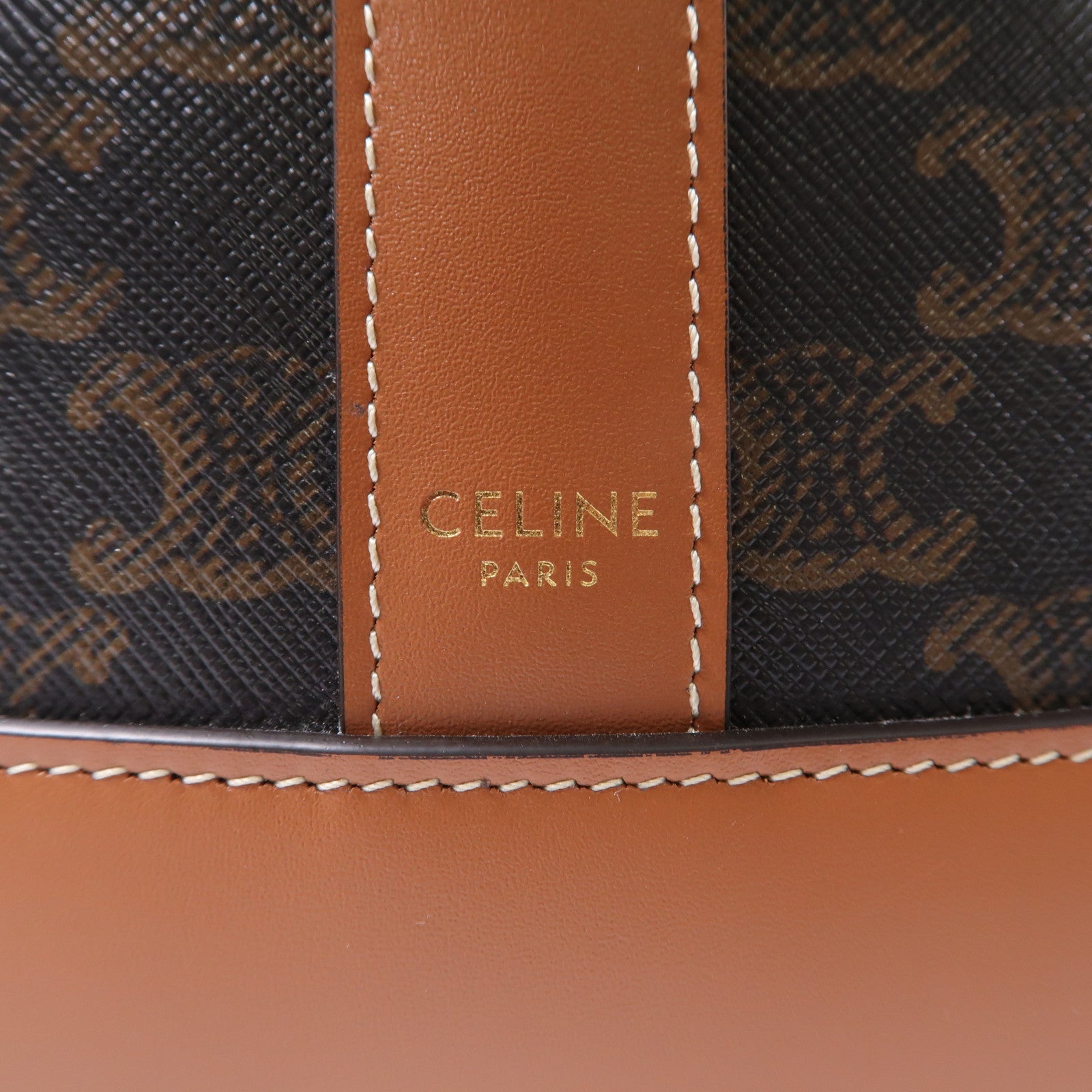 CELINE 塗層帆布Bucket Bag金扣肩背袋啡色