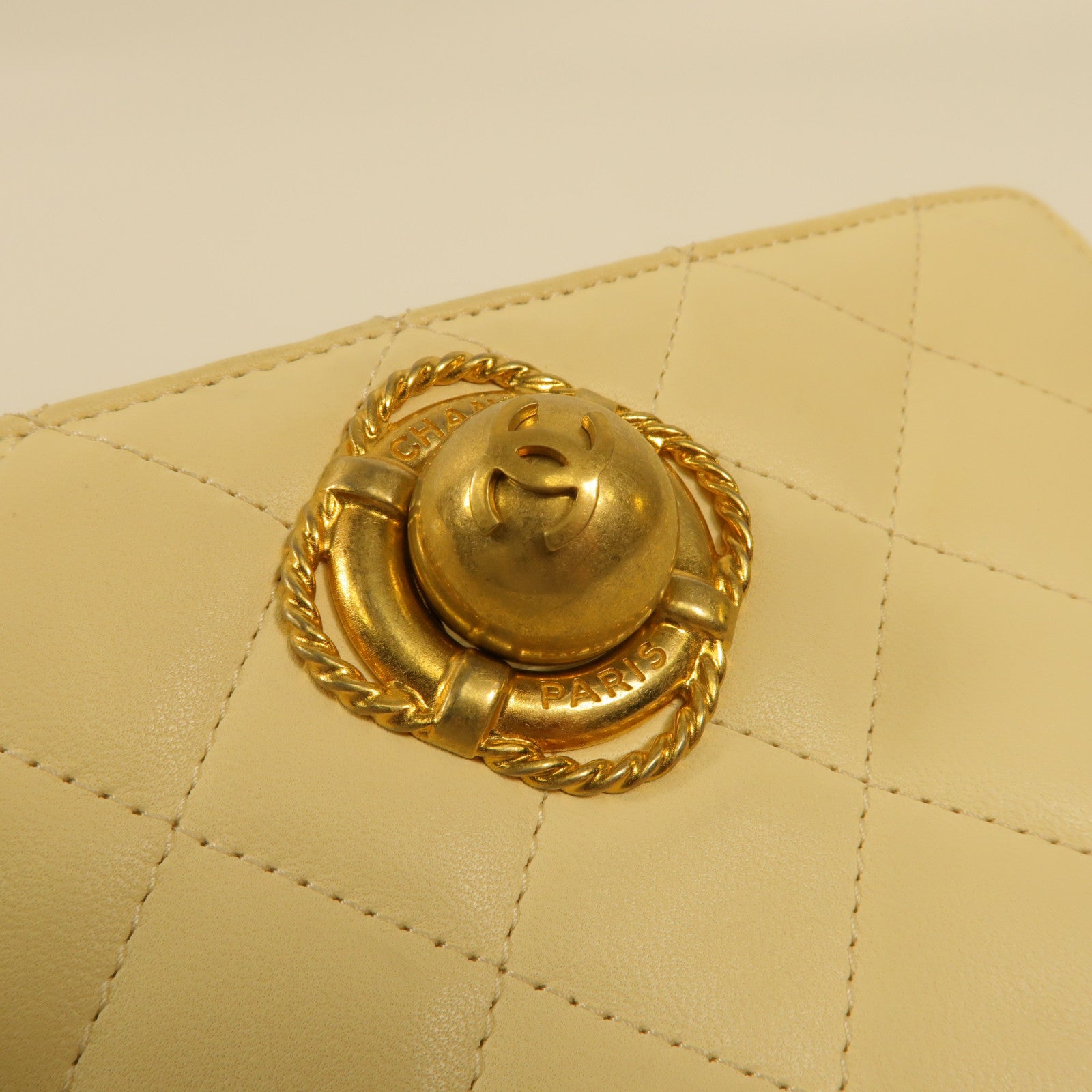 CHANEL CC GHW Evening By The Sea Clutch Hand Bag AS0178 Lambskin Leather Beige