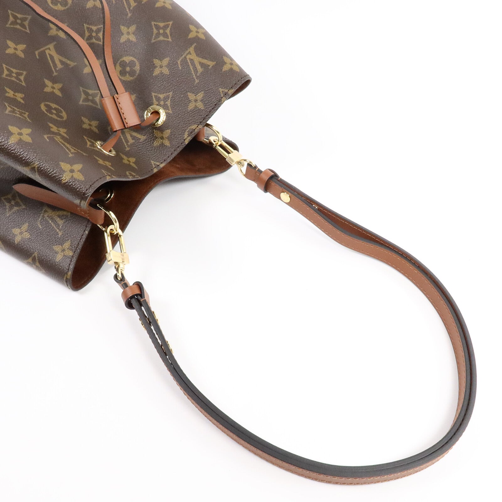 LOUIS VUITTON Monogram NeoNoe MM金扣肩背袋棕色