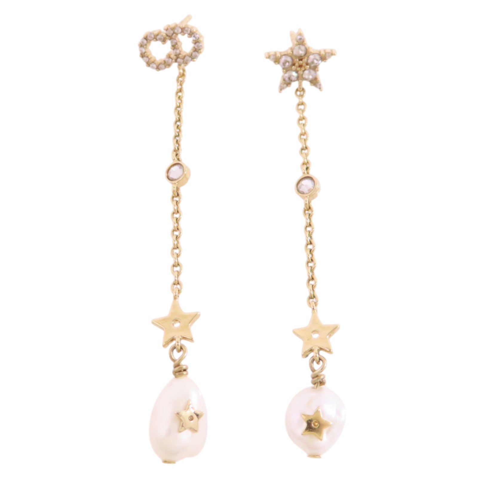 Dior 金屬/水鑽/仿珍珠Earrings金扣耳環