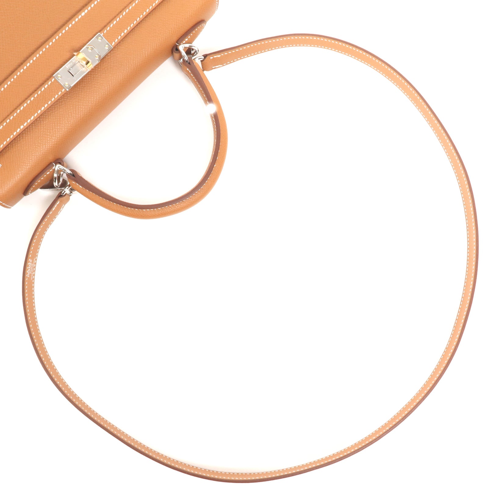 HERMES Epsom皮革Kelly 25銀扣手挽肩背兩用袋Gold