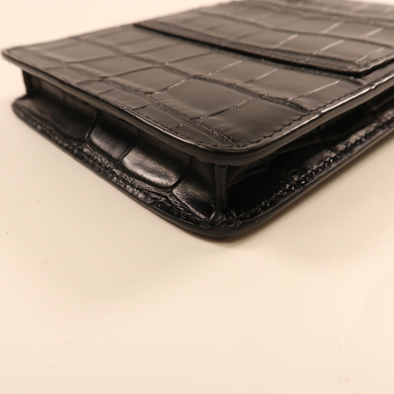 BALENCIAGA 牛皮皮革Cash Phone Card Holder銀扣肩背袋黑色