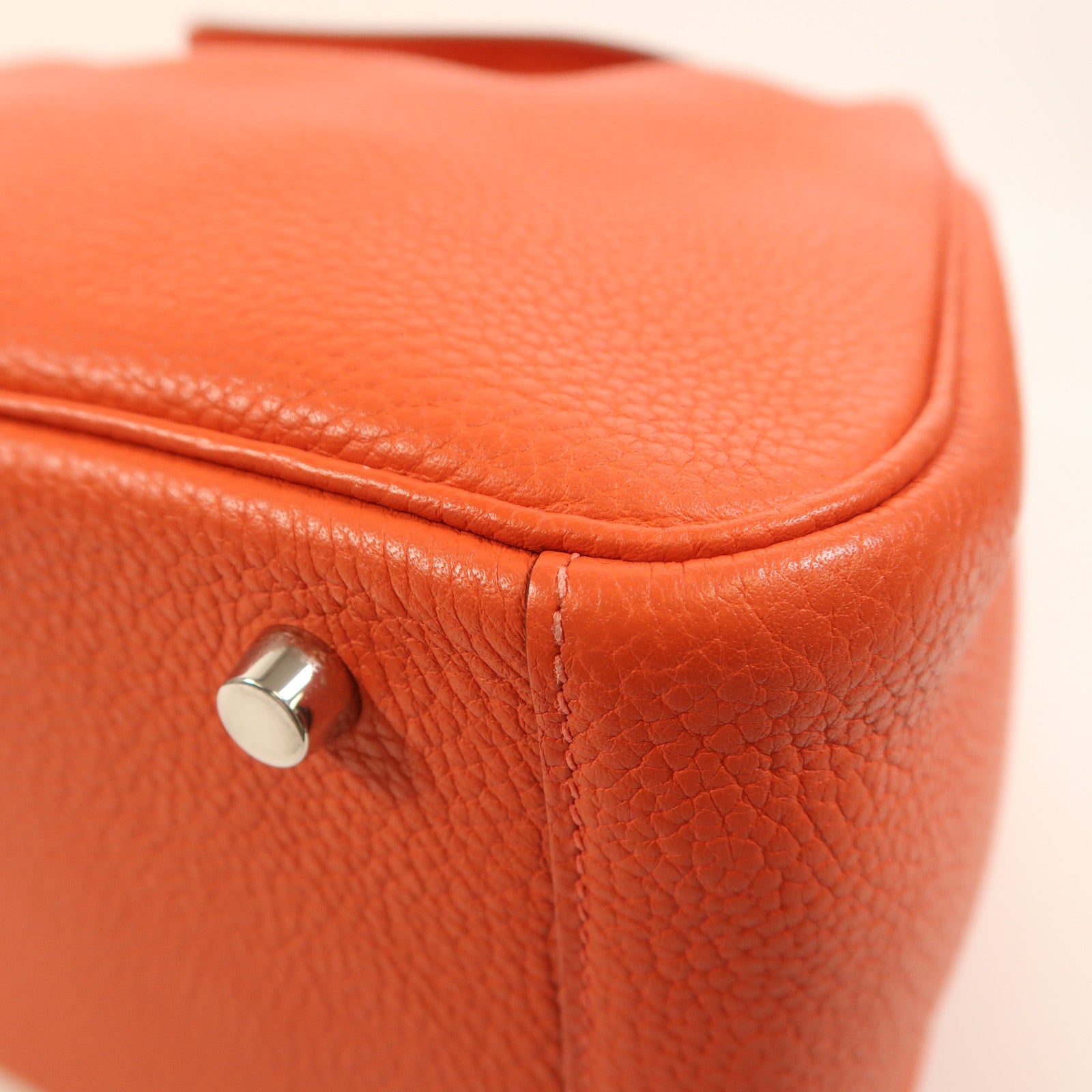 HERMES Clemence皮革Lindy 30銀扣手挽肩背兩用袋Rouge Pivoine