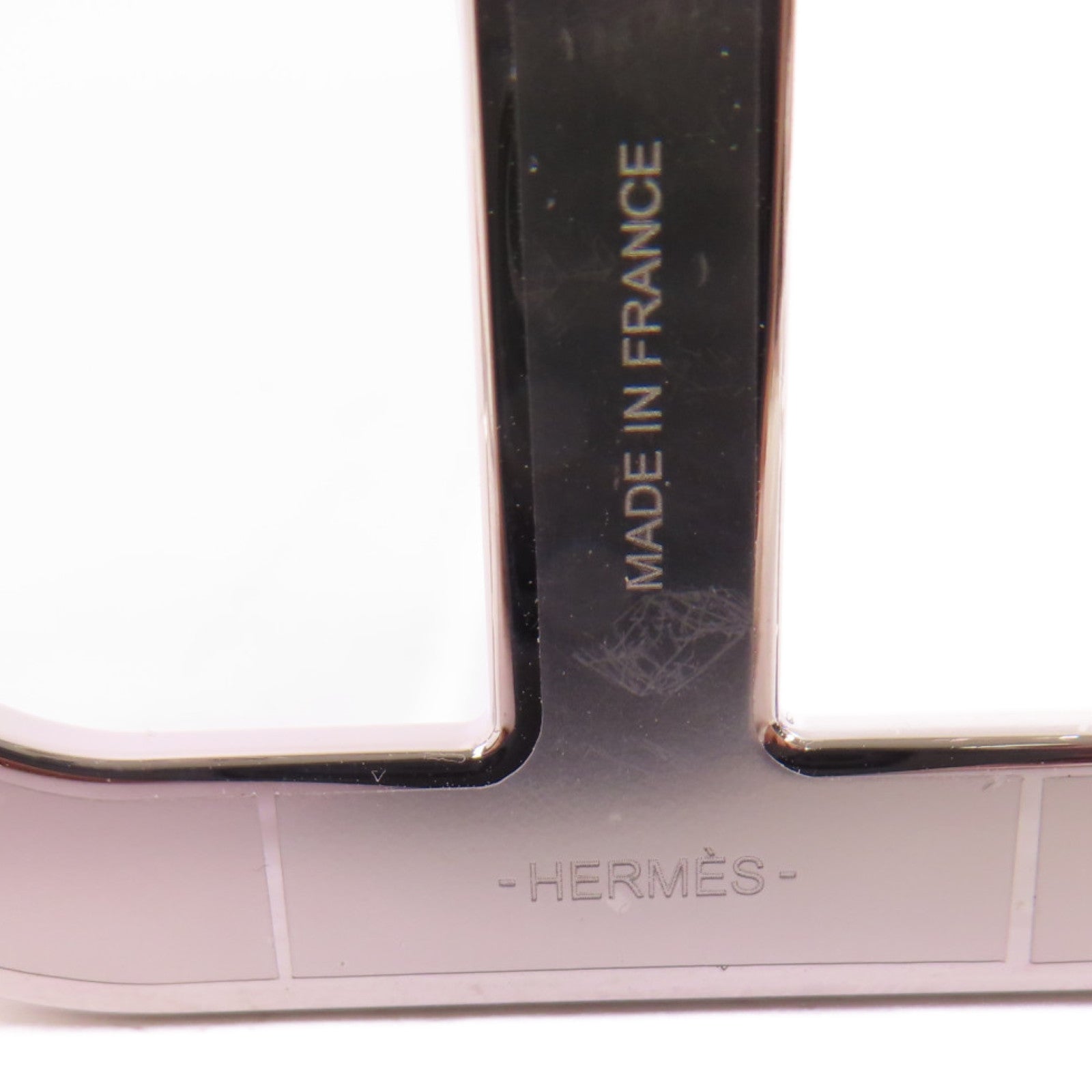 HERMES 牛皮皮革/金屬Chaine D'Ancre Brooch銀扣胸針黑色/銀色
