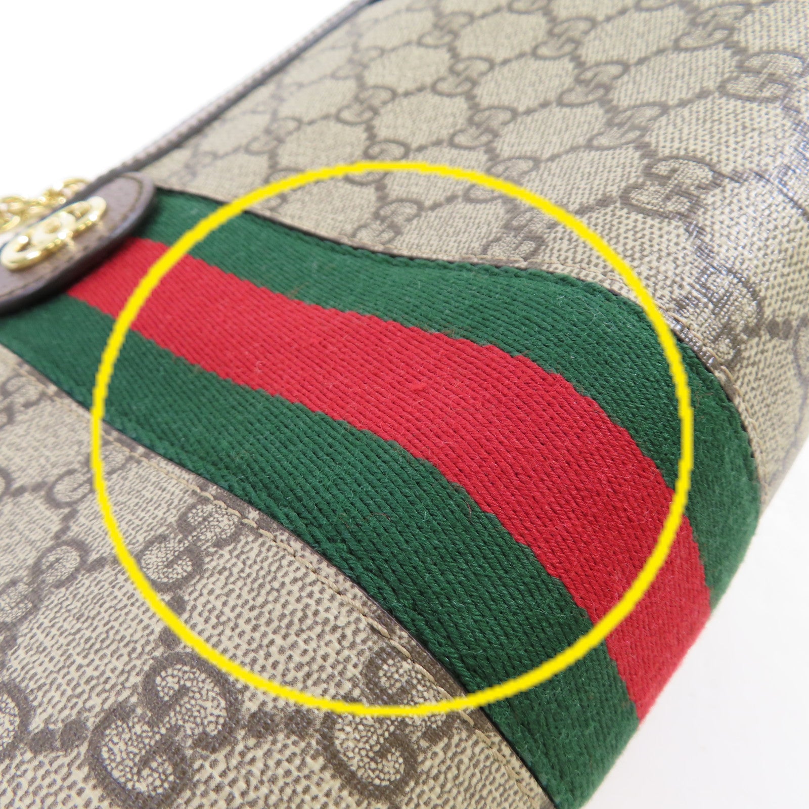 GUCCI 塗層帆布Ophidia GG Small Shoulder Bag金扣鏈帶肩背袋啡色