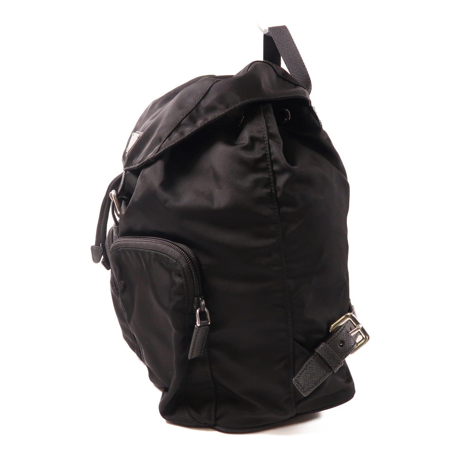 PRADA 尼龍Rucksack銀扣背包黑色