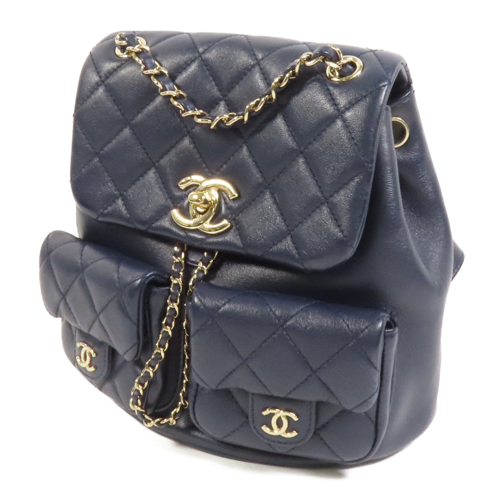 CHANEL 牛皮皮革Duma金扣鏈帶肩背袋背包