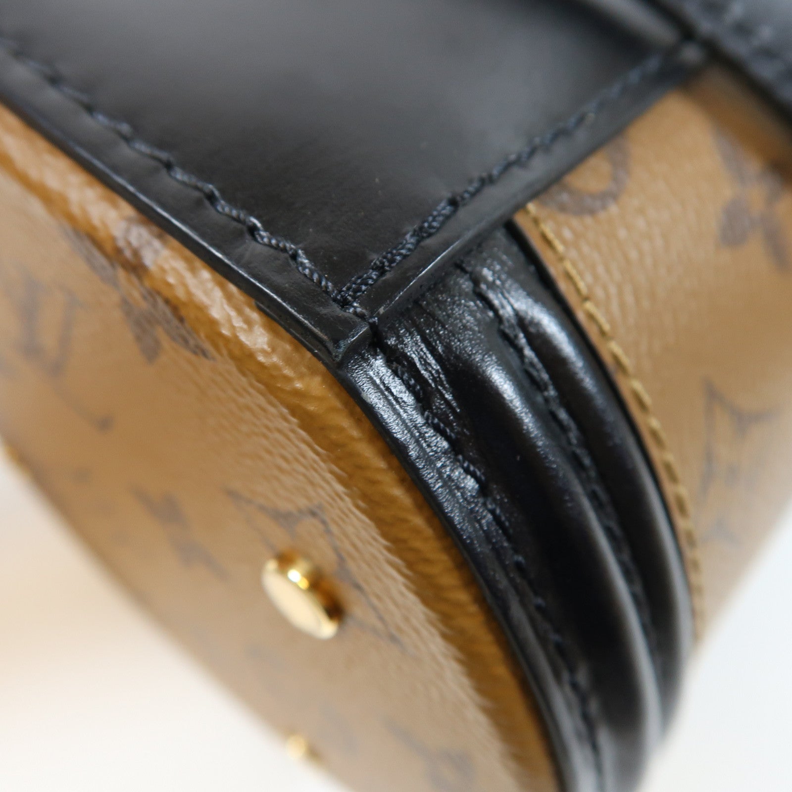 LOUIS VUITTON Monogram Reverse Cannes金扣手挽肩背兩用袋棕色