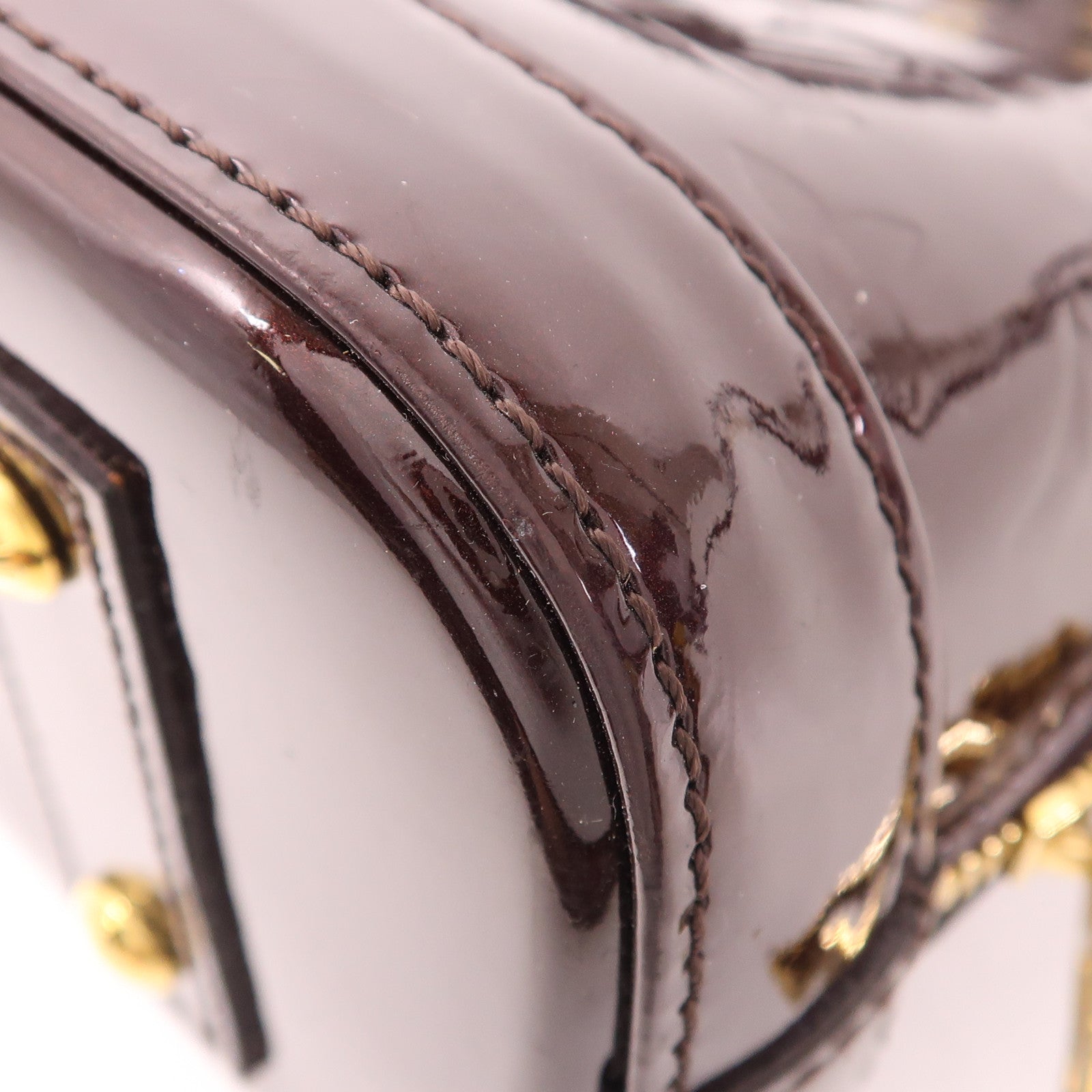 LOUIS VUITTON LV GHW Alma BB 2 Way Shoulder Handbag M91678 Vernis Burgundy
