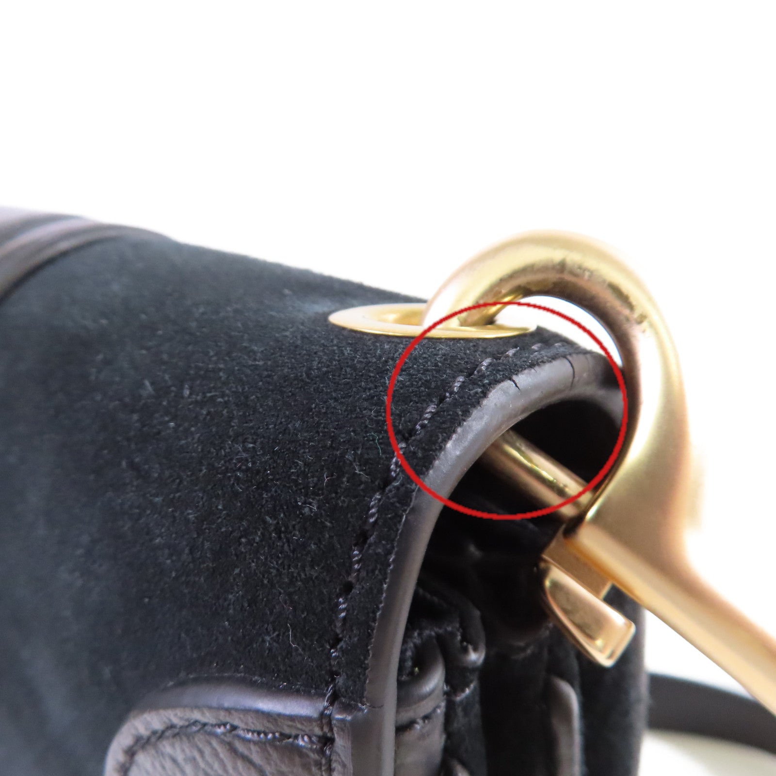 SEE BY CHLOE 麂皮皮革/牛皮皮革Hana Small Shoulder Bag金扣肩背袋黑色