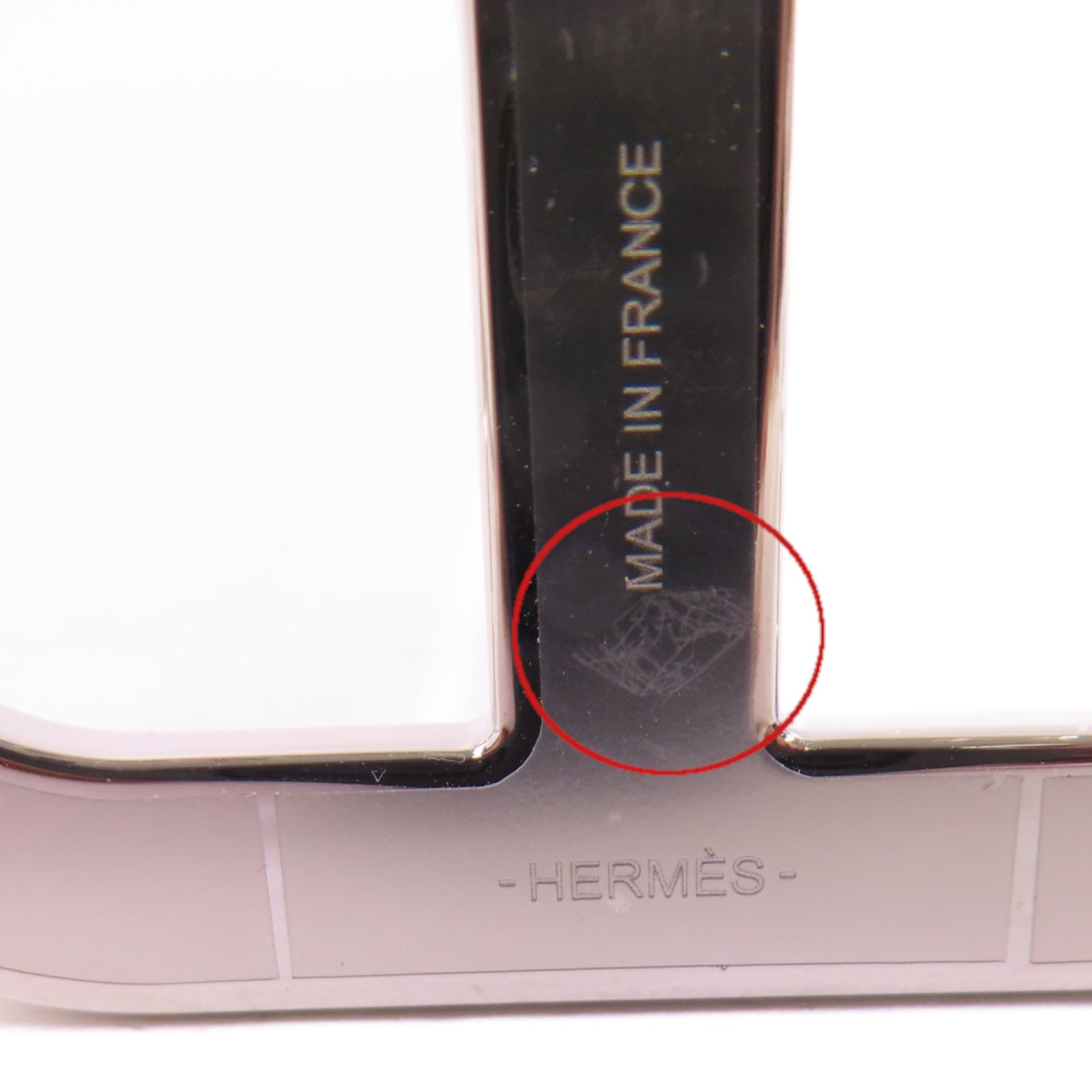 HERMES 牛皮皮革/金屬Chaine D'Ancre Brooch銀扣胸針黑色/銀色