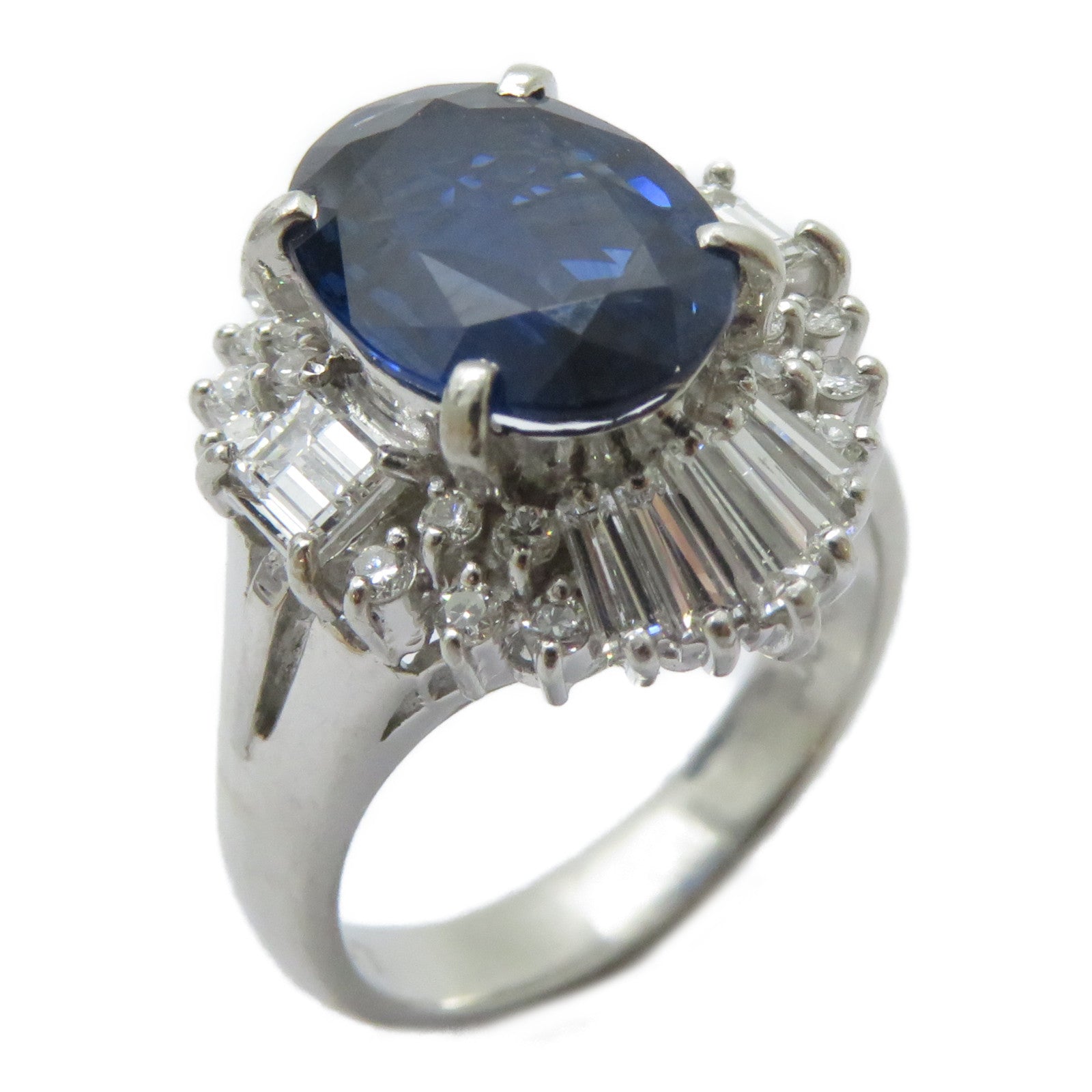 JEWELRY PT900鉑金Sapphire Ring 2.75ct藍寶石/0.907ct鑽石戒指US#4.5