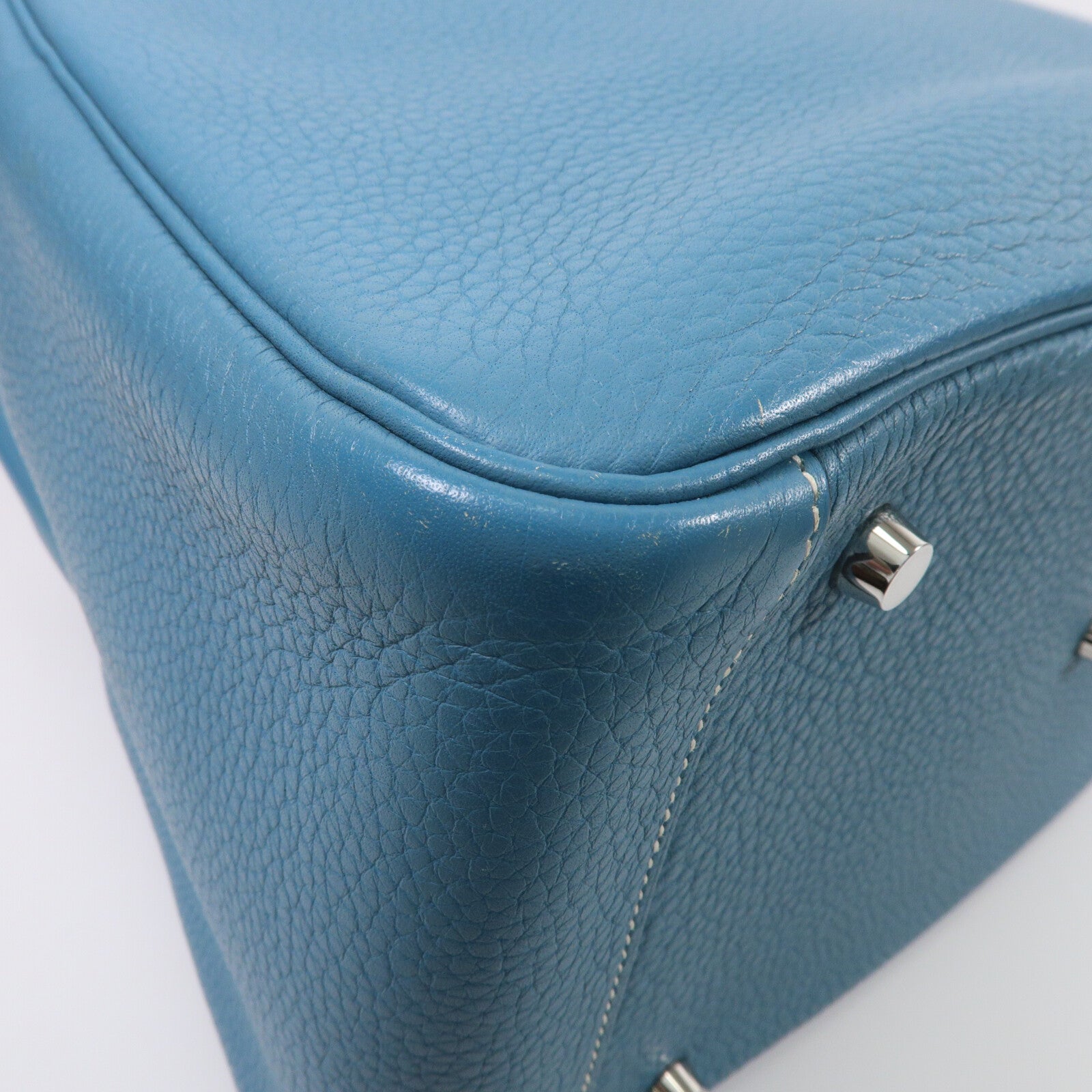 HERMES Clemence皮革Lindy 34手挽肩背兩用袋Bleu Jean
