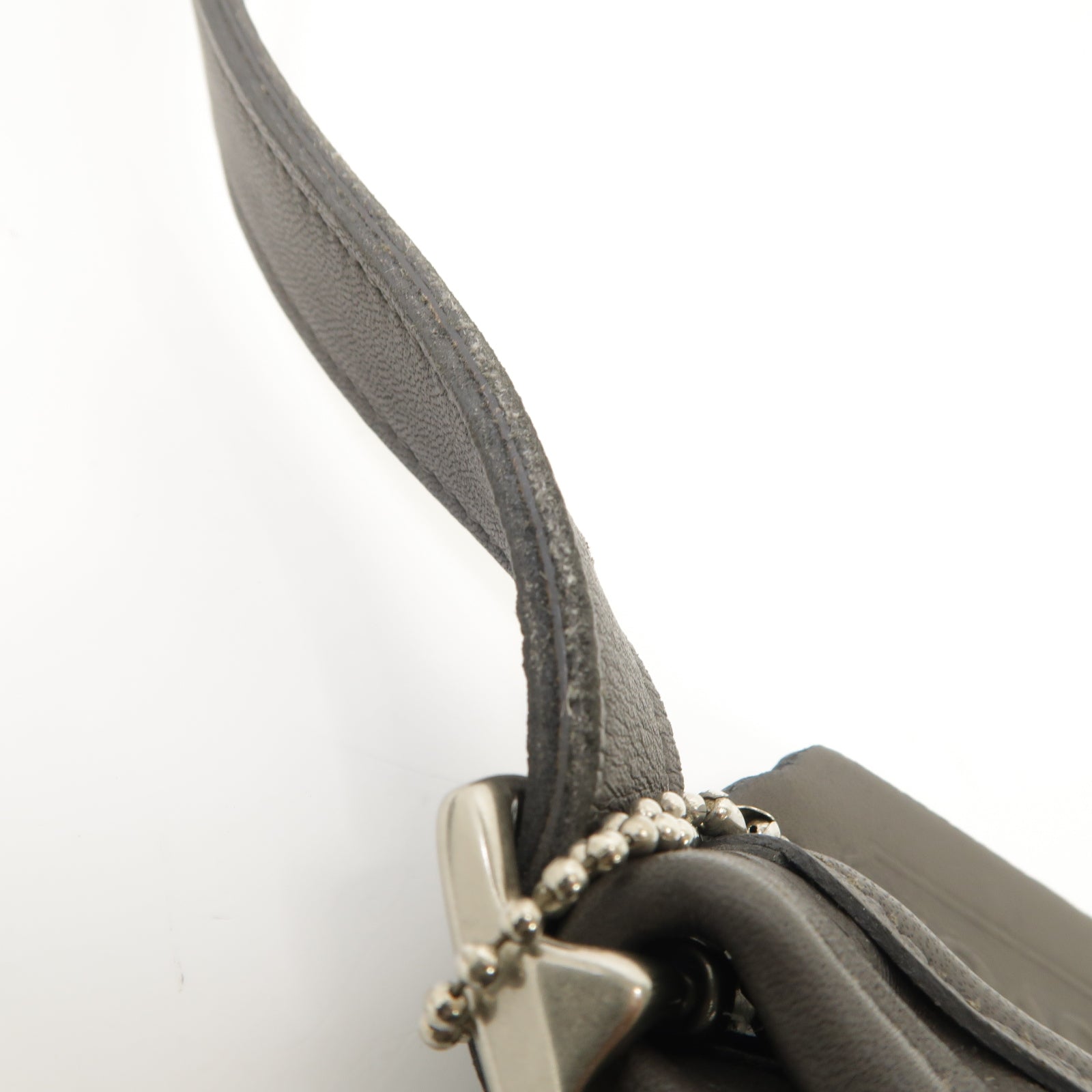 COACH 牛皮皮革Shoulder Bag銀扣肩背袋灰色