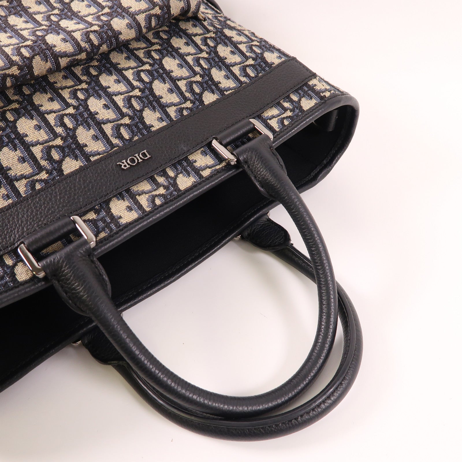 Dior 帆布Saddle 2 Way Bag銀扣手挽肩背兩用袋