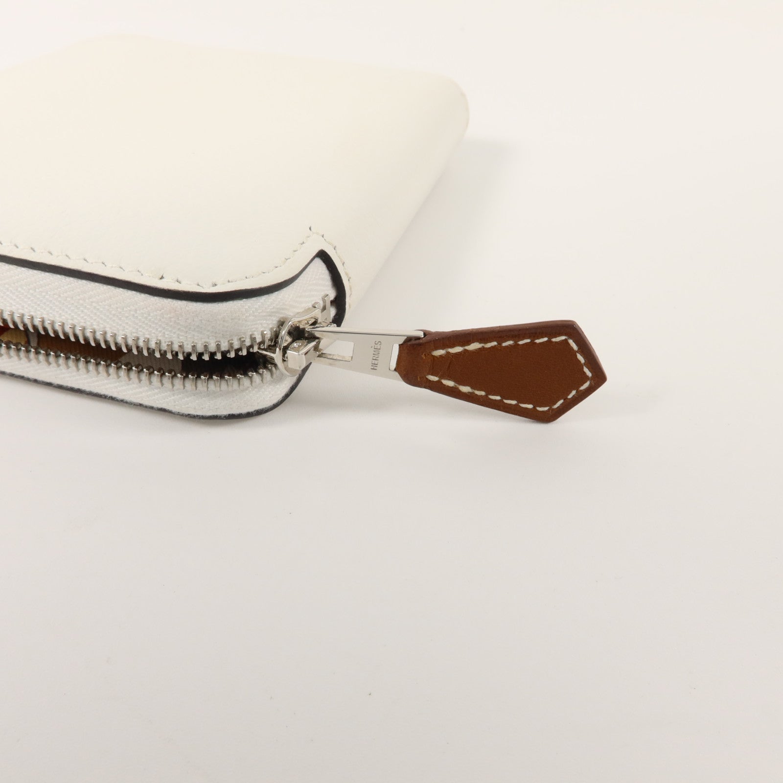 HERMES Evercolor皮革Silk In Compact Wallet錢包Blanc