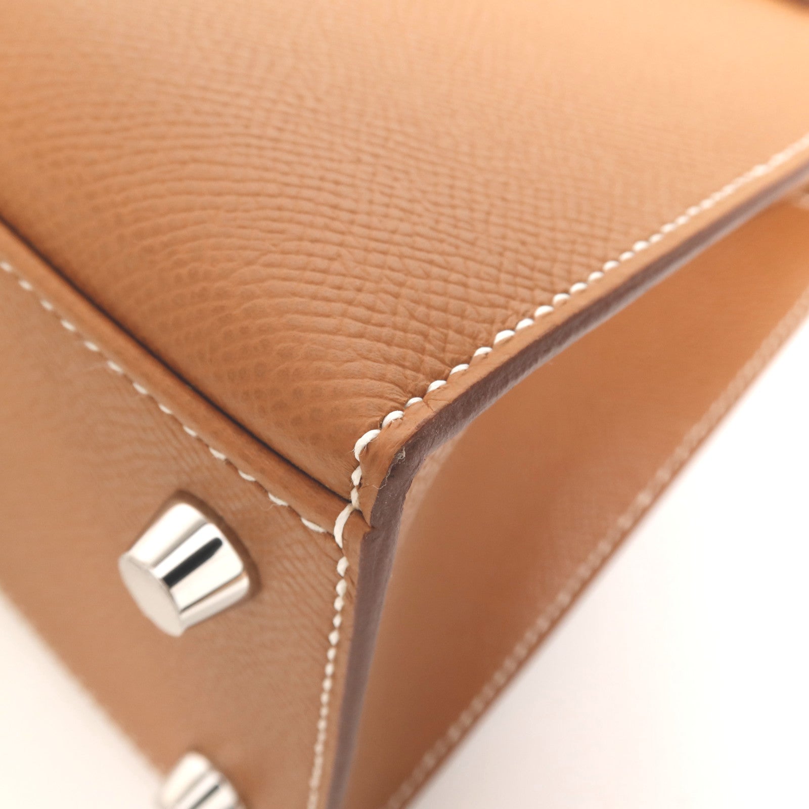 HERMES Epsom皮革Kelly 25銀扣手挽肩背兩用袋Gold