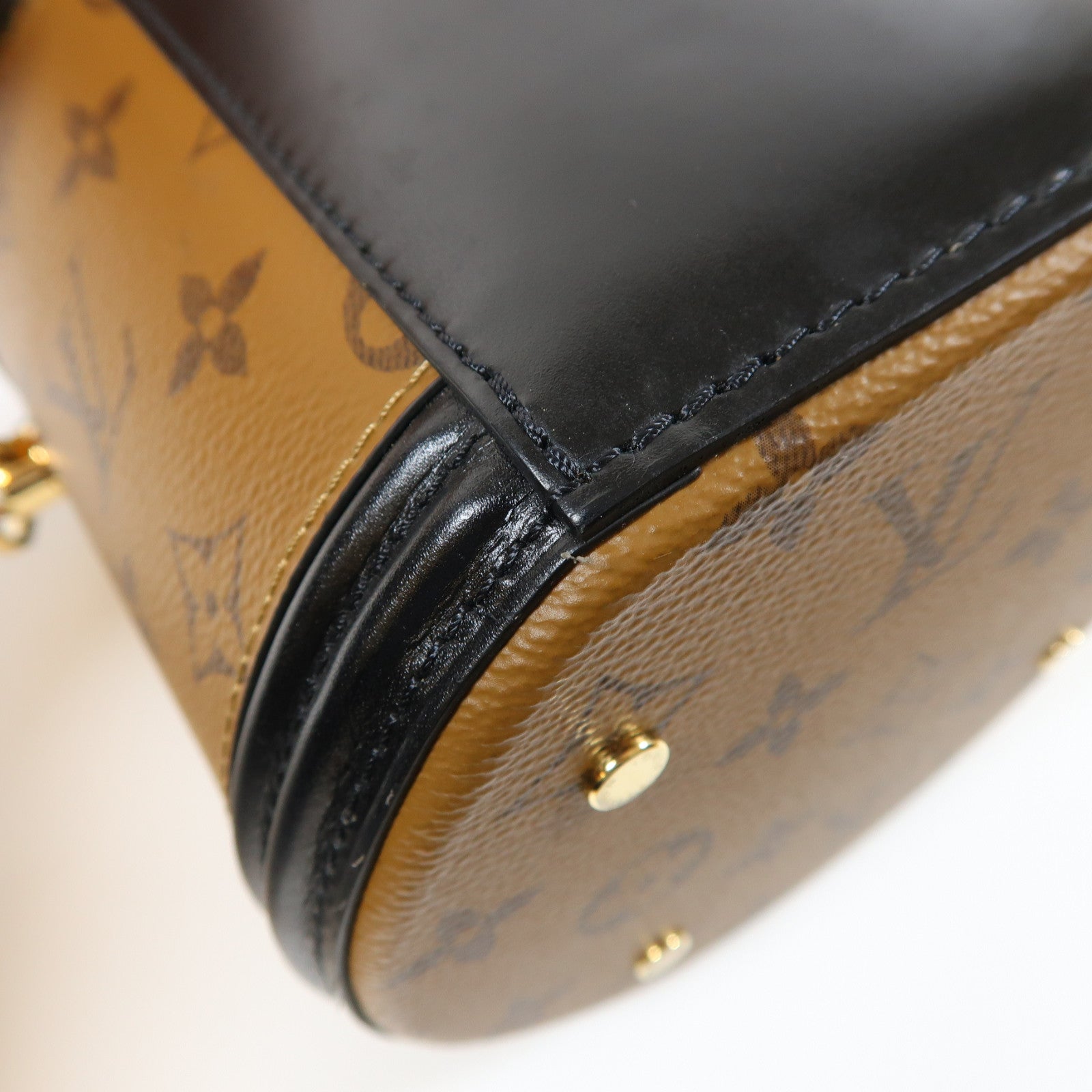 LOUIS VUITTON Monogram Reverse Cannes金扣手挽肩背兩用袋棕色