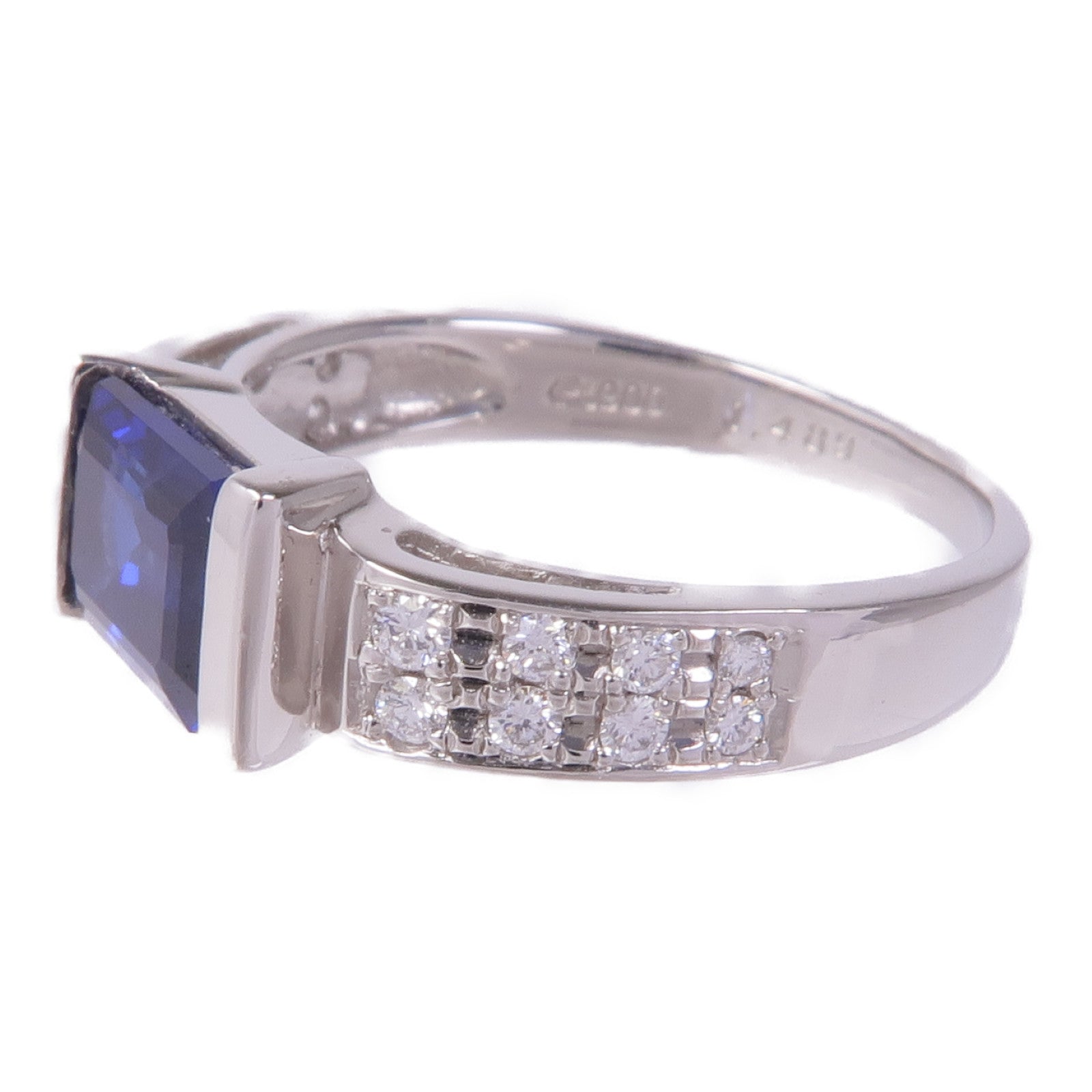 JEWELRY PT900鉑金Sapphire Diamond Ring藍寶石/鑽石戒指US#6