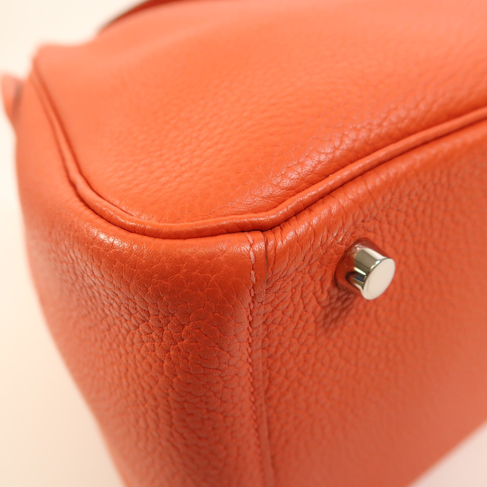 HERMES Clemence皮革Lindy 30銀扣手挽肩背兩用袋Rouge Pivoine