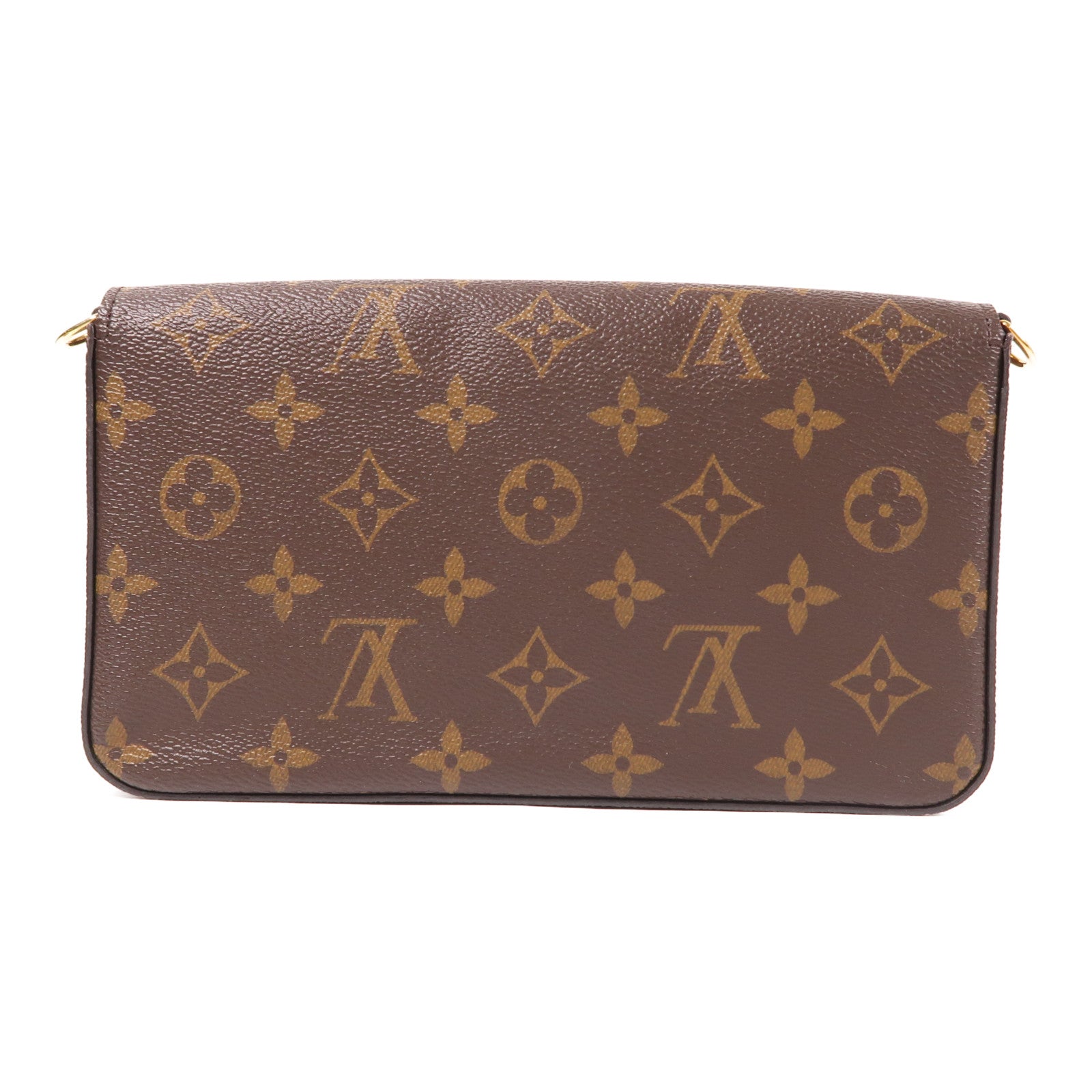 LOUIS VUITTON Monogram Pochette Felicie金扣鏈帶肩背袋棕色
