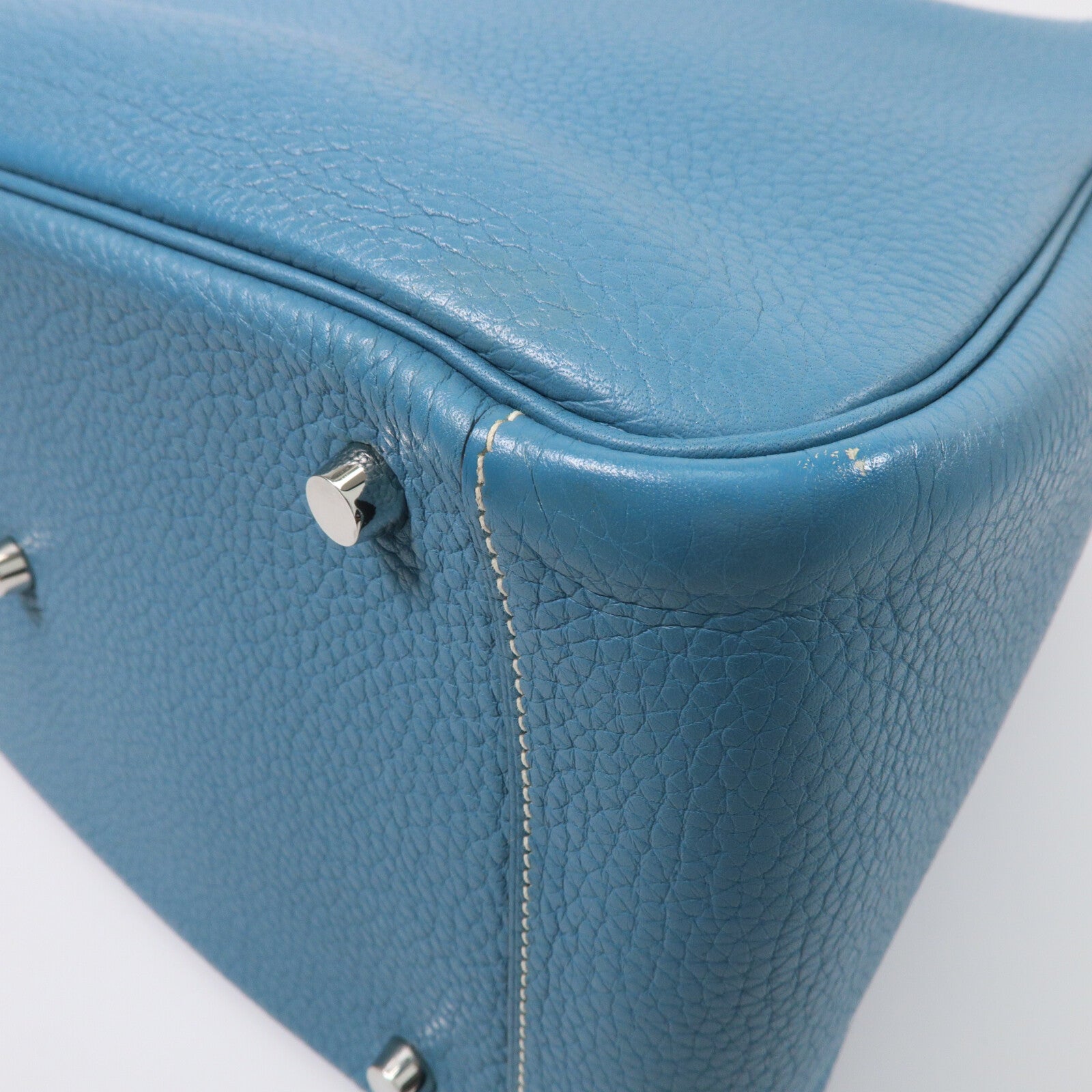 HERMES Clemence皮革Lindy 34手挽肩背兩用袋Bleu Jean