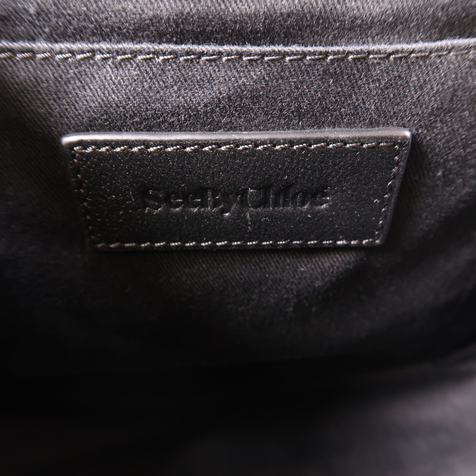SEE BY CHLOE 牛皮皮革Shoulder Bag銀扣/金扣手挽肩背兩用袋黑色