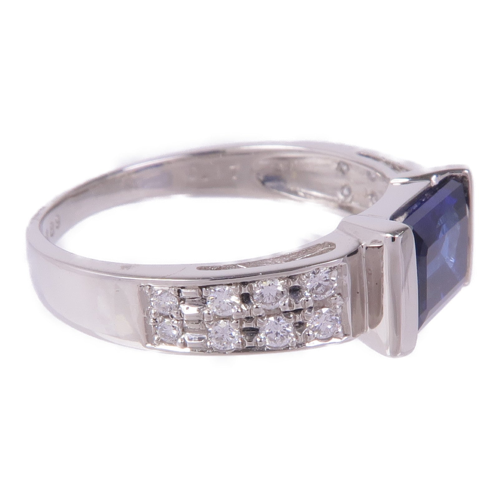 JEWELRY 【激減優惠】PT900鉑金Sapphire Diamond Ring藍寶石/鑽石戒指US#6