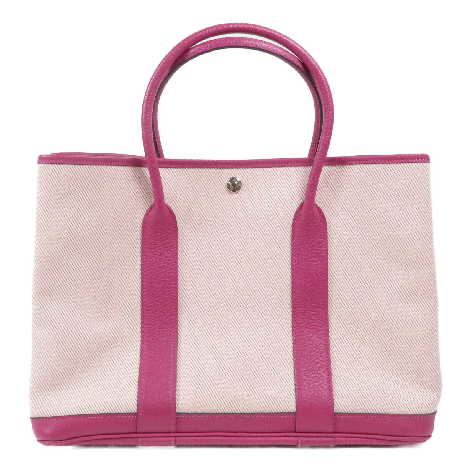 HERMES 帆布Garden Party PM手挽袋Rose Pourpre