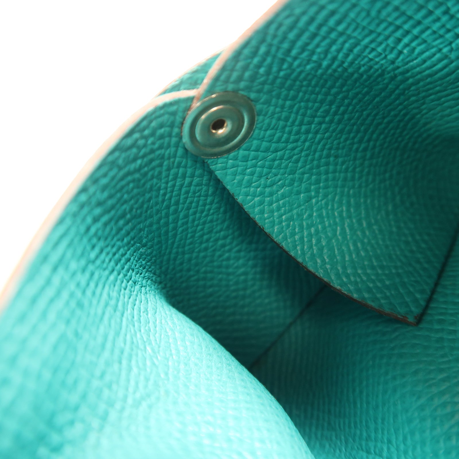 HERMES PHWBastia Card Case Purse Veau Epsom Leather Green