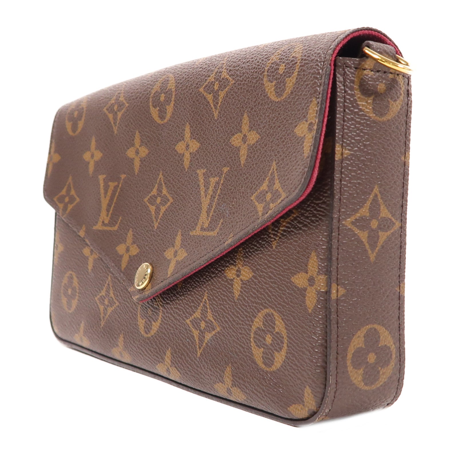 LOUIS VUITTON Monogram Pochette Felicie金扣鏈帶肩背袋棕色