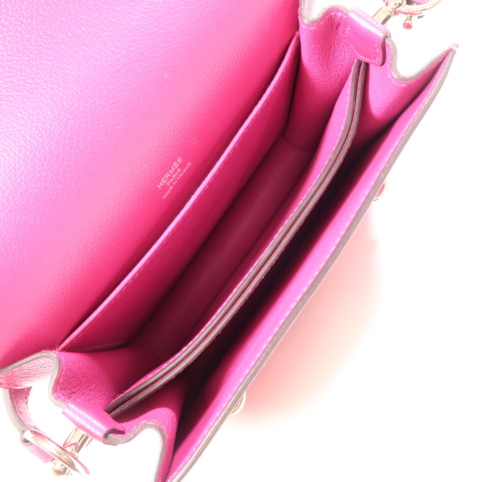 HERMES Evercolor皮革Roulis Mini銀扣肩背袋Rose Pourpre